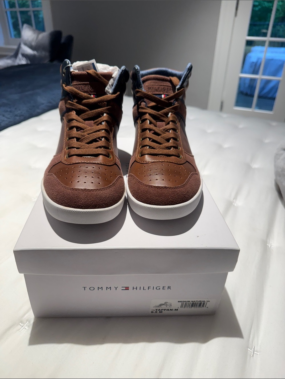 Tommy Hilfiger Brown Leather & Suede Men’s High-Top Sneakers